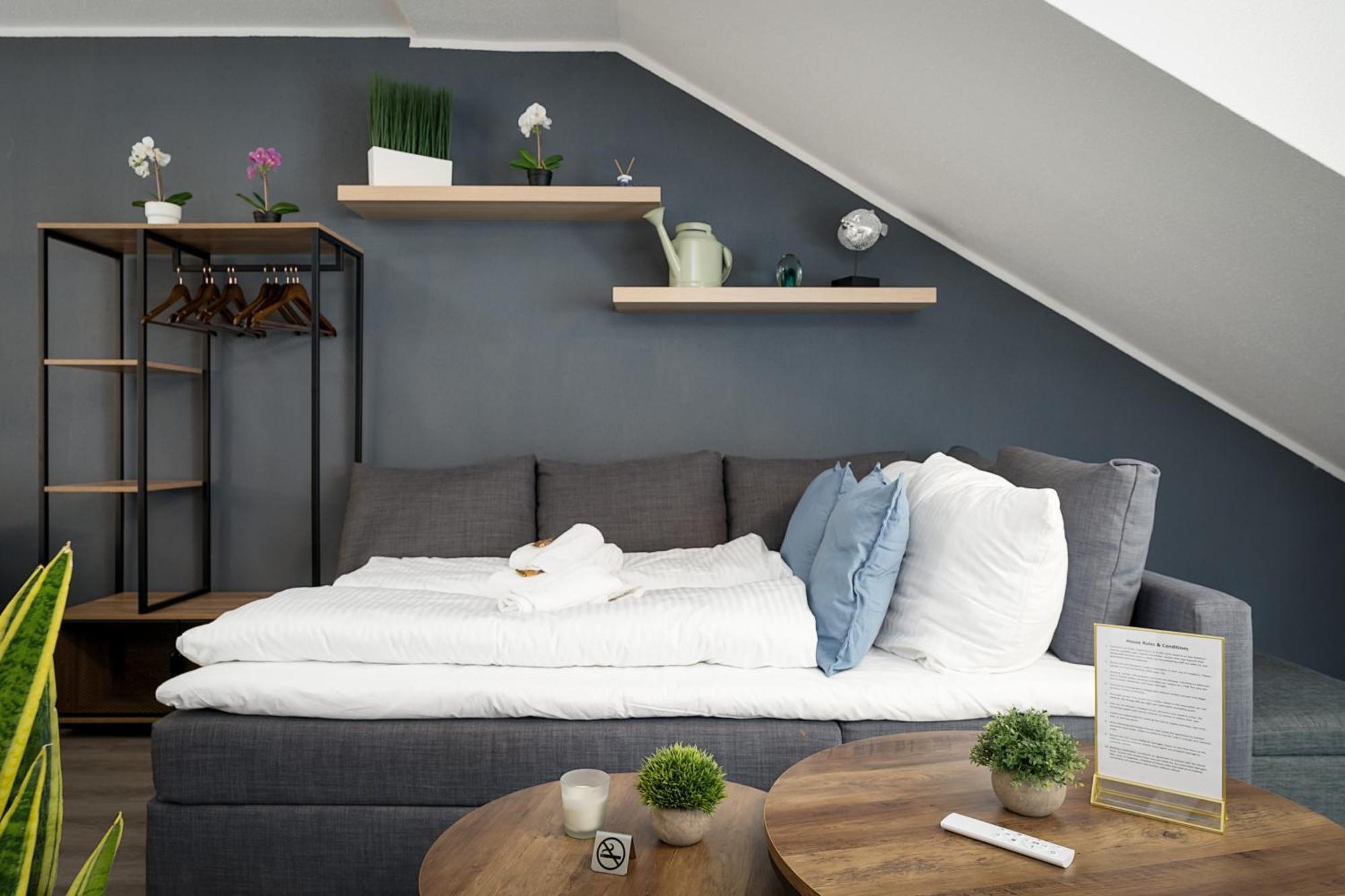 דיסבורג Federnest - Luxus-Studio - Kingsize Boxspringbett - Home-Office Mit Monitor Und Drucker - 11 Min Hbf מראה חיצוני תמונה